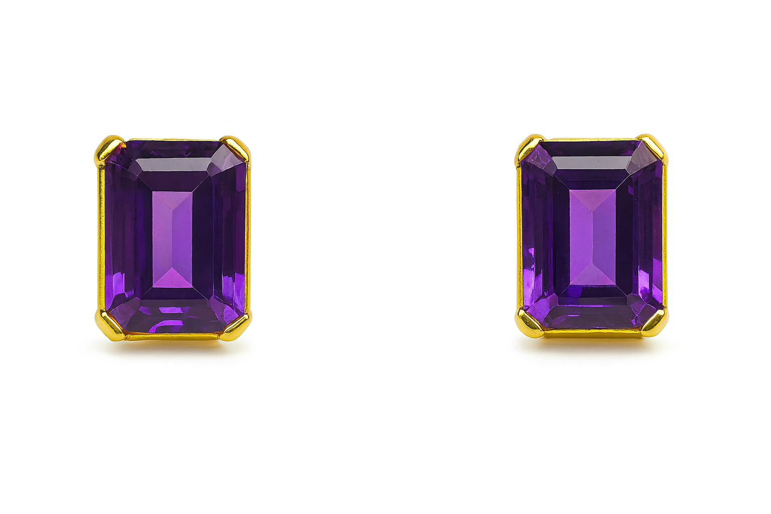 Beautiful 18 Kt Gold  Amethyst  Earing